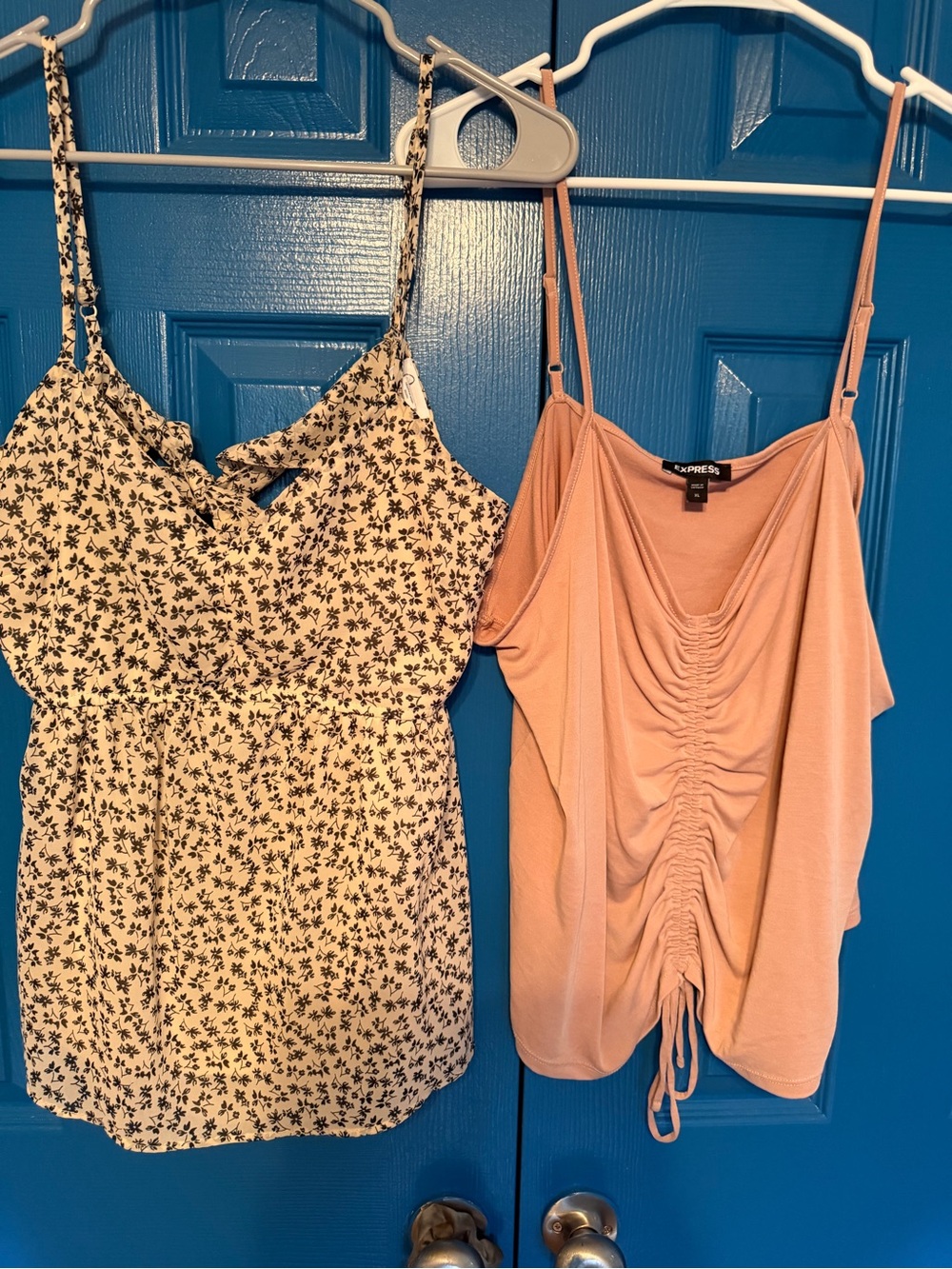 Express Blush Pink Ruched Cami Top and American Eagle Tie back tank